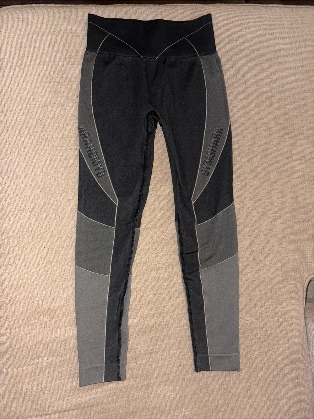 Gymshark Black and Gray Panel Performance Leggings